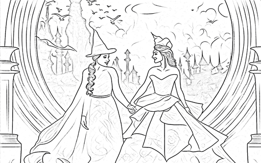 Wicked - Elphaba and Glinda - Coloring Page