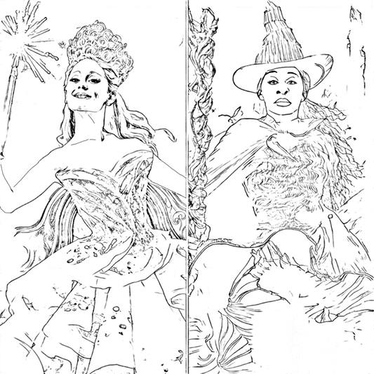 Wicked - Elphaba and Glinda - Coloring Page