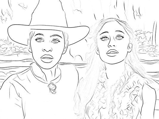 Wicked - Elphaba and Glinda - Coloring Page