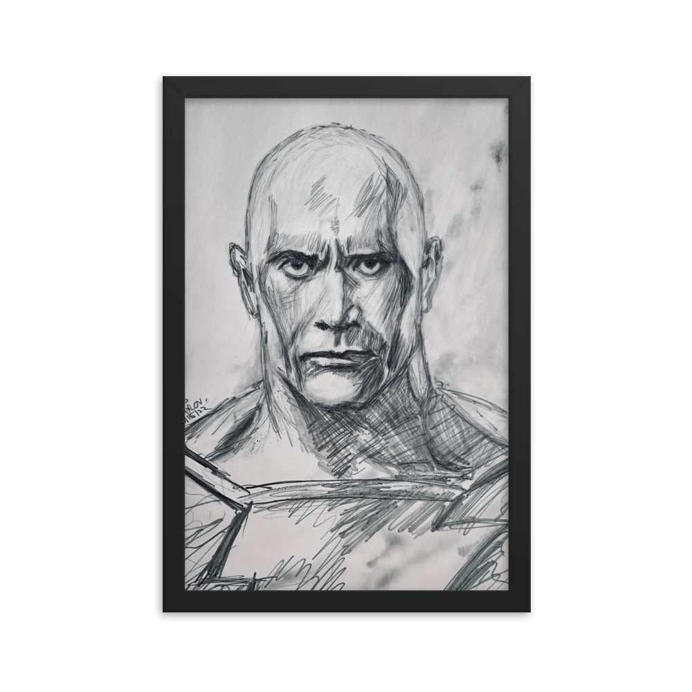 Framed Poster of The Rock as Black Adam