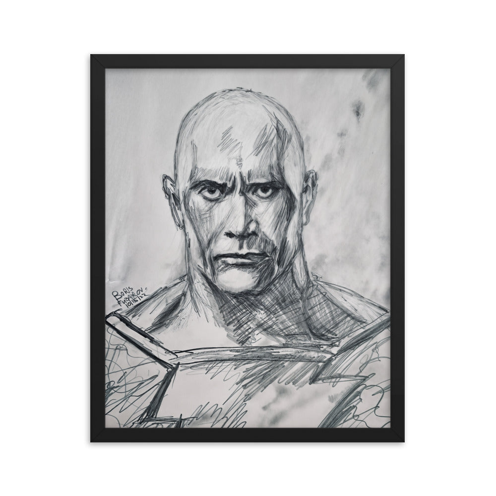 Framed Poster of The Rock as Black Adam