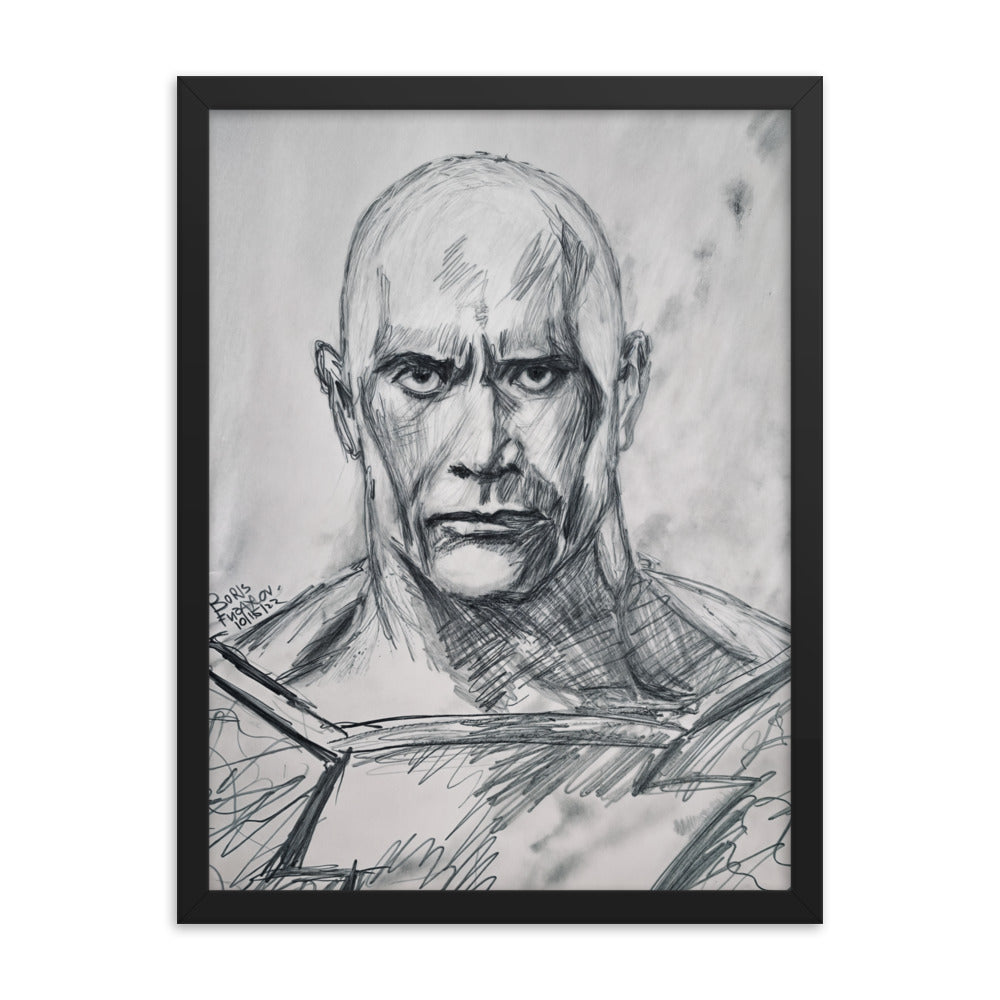 Framed Poster of The Rock as Black Adam